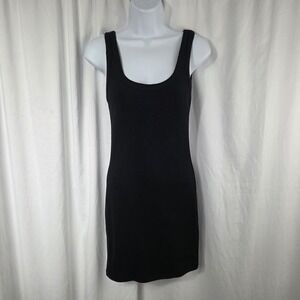 Fashion Nova Womens Size M Ribbed Square Neck Midi Black Tank Dress
